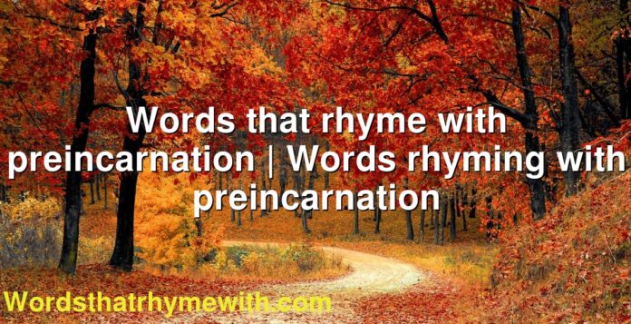 Words that rhyme with preincarnation | Words rhyming with preincarnation