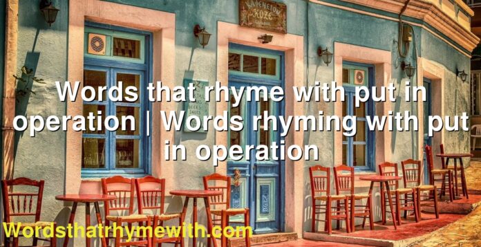 Words that rhyme with put in operation | Words rhyming with put in operation