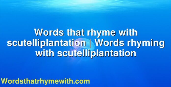 Words that rhyme with scutelliplantation | Words rhyming with scutelliplantation